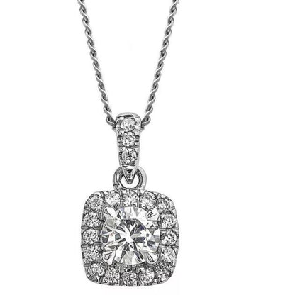 Cut Lab Diamond Pendant Necklace In White Gold