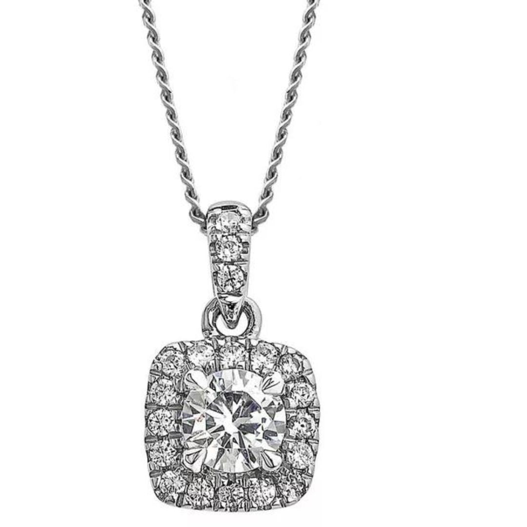 1.50Ct Round Lab Grown Diamond Cushion Cut Pendant in Gold