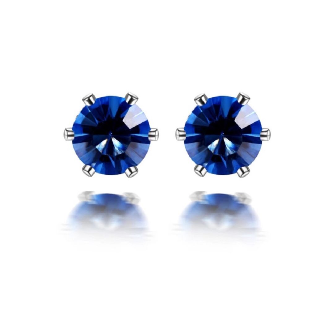0.40Ct Sapphire Solitaire Studs Earrings in White Gold