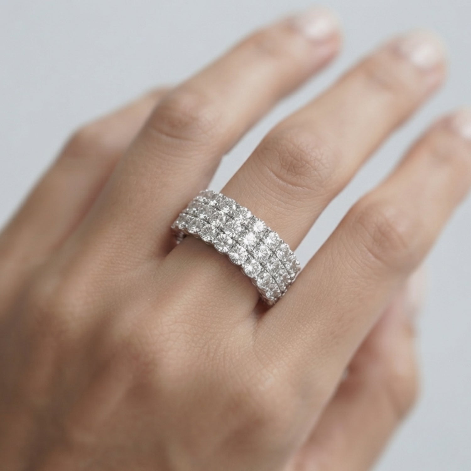 3.00 to 6.00ct Lab-Grown Round Cut D/VVS Diamond Honey Comb Set Full Eternity Ring.