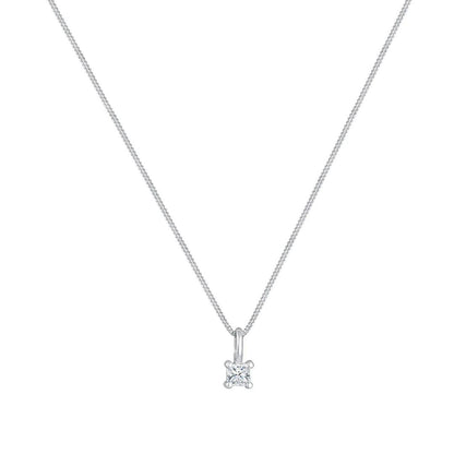 0.15ct Princess Cut Lab Diamond Pendant Necklace In Gold