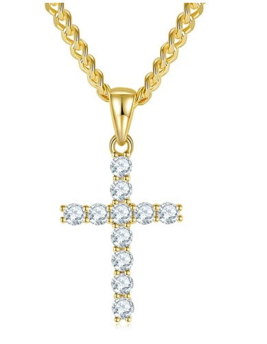 0.25ct  Lab Diamond Cross Pendant Claw In Gold