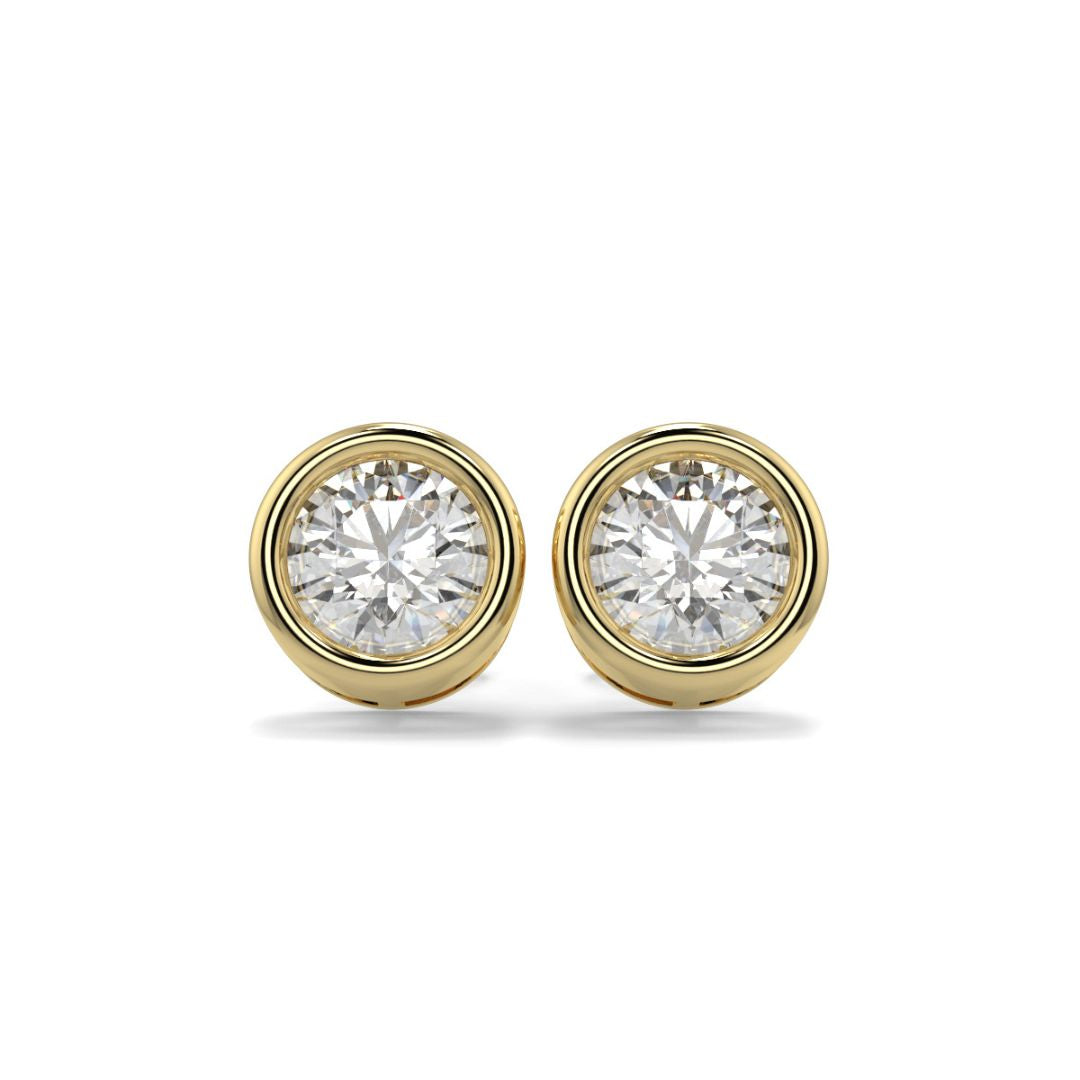 0.30Ct Lab Grown Diamond Bezel Set Solitaire Studs Earrings in Gold