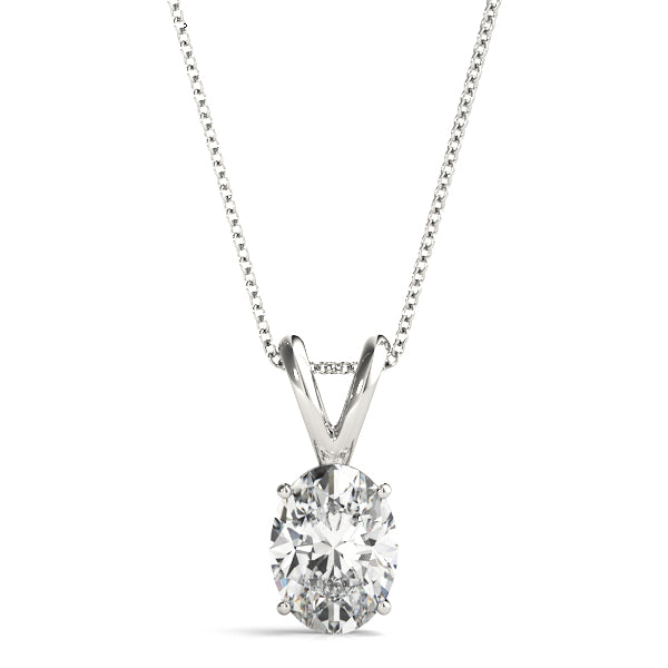 Oval Lab Grown Diamond Solitaire Pendant, D Color VVS Clarity 0.20 Ct To 2.00 Ct