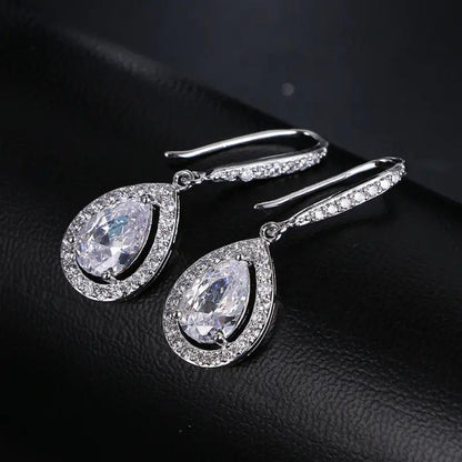 0.20ct Diamond Pear Halo Earrings In Silver