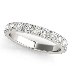 Round Cut Natural Diamond French Pave Set Full Eternity Ring Crafted in 9K White Gold