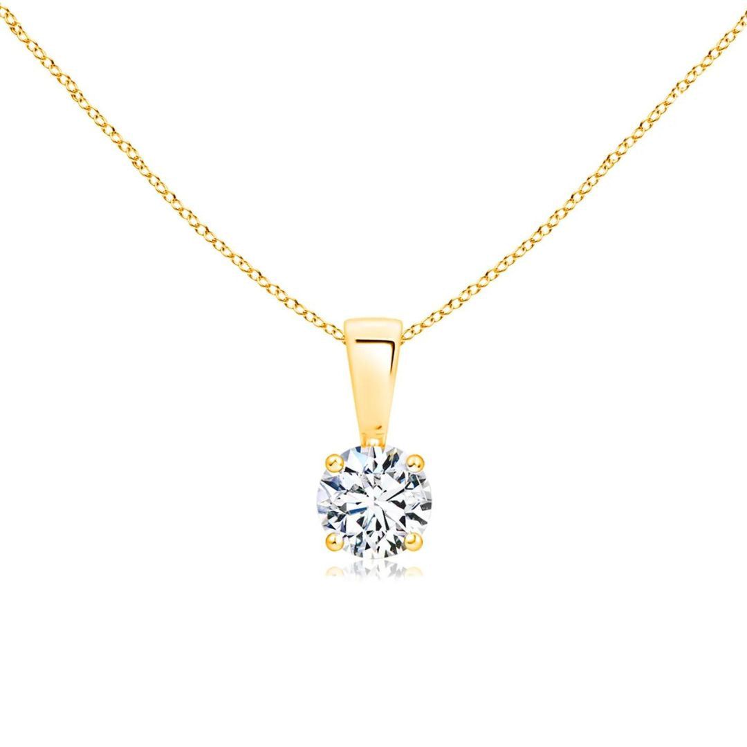 0.50ct Diamond Solitaire Pendant Necklace In 18K Yellow Gold