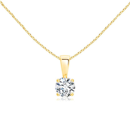 0.50ct Diamond Solitaire Pendant Necklace In 18K Yellow Gold