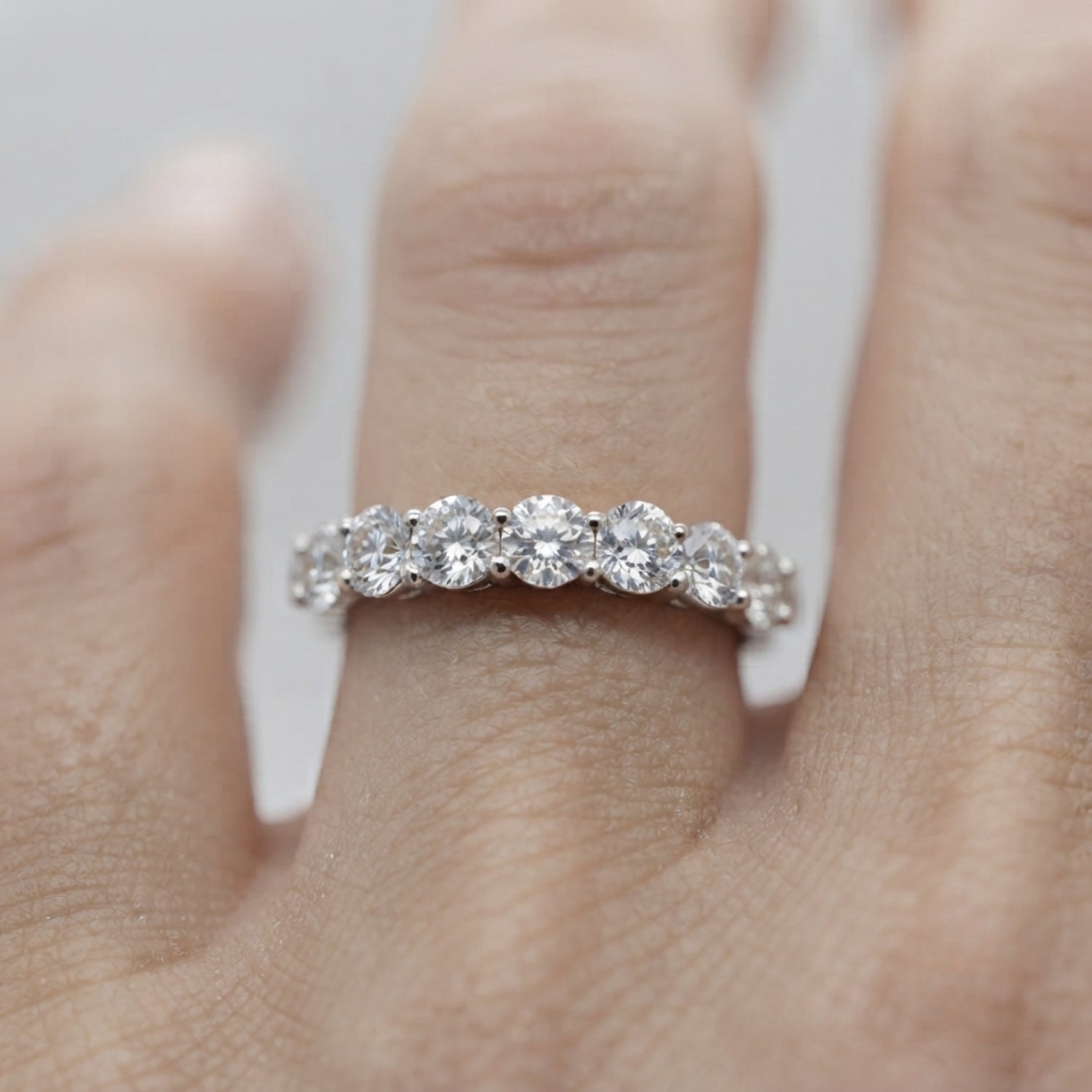 0.50-3.50 Carat Lab-Grown Round Cut D/VVS Diamond Prong Set Full Eternity Ring.