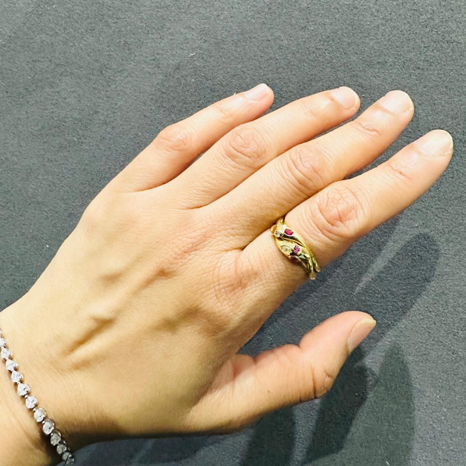 flush set gemstone ring