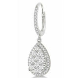 Boucles d'oreilles pendantes en or blanc serties de diamants ronds de laboratoire de 1,50 carat