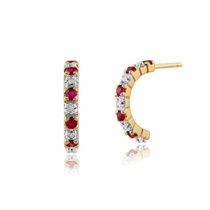 1.5ct Ruby Diamond Earrings In 18K Yellow Gold