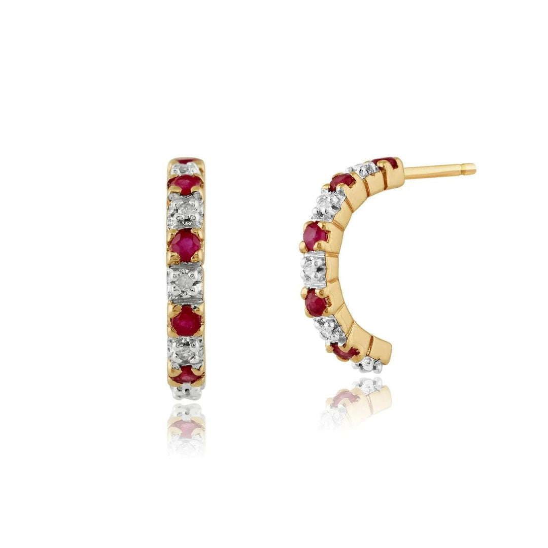 0.35Ct Lab Grown Diamond Ruby Half Studs Earring in Gold