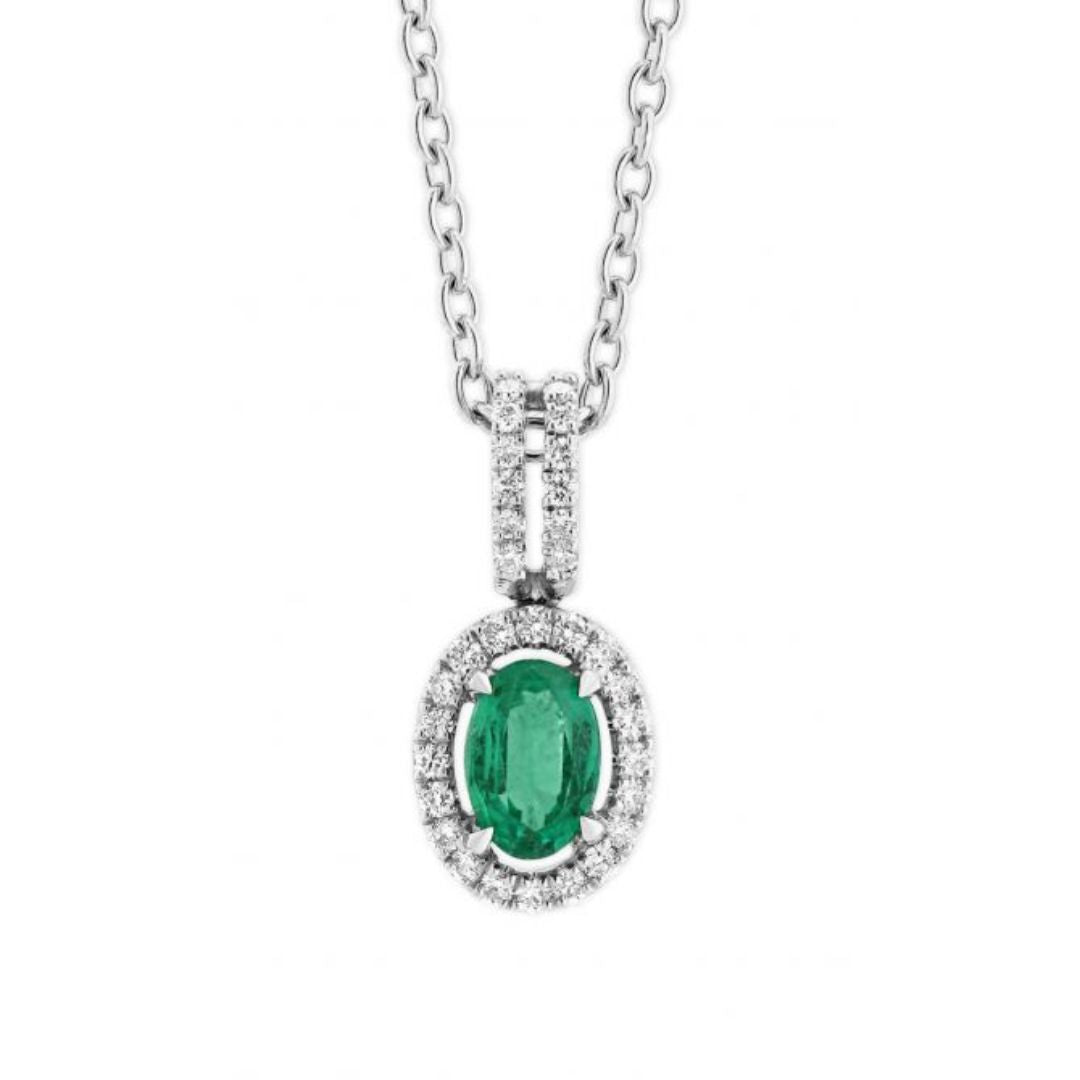 0.70ct Diamond Emerald Stone 18K White Gold