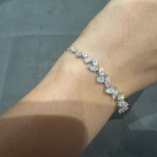 Luxury 3.50Ct Multi Shape Prong Set Natural Diamond Bracelet in 18K White Gold