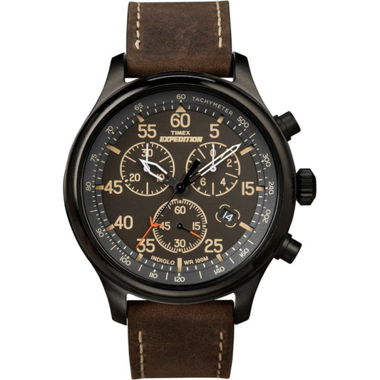 Expedition Field Chronograph Watch with Brown Leather Strap