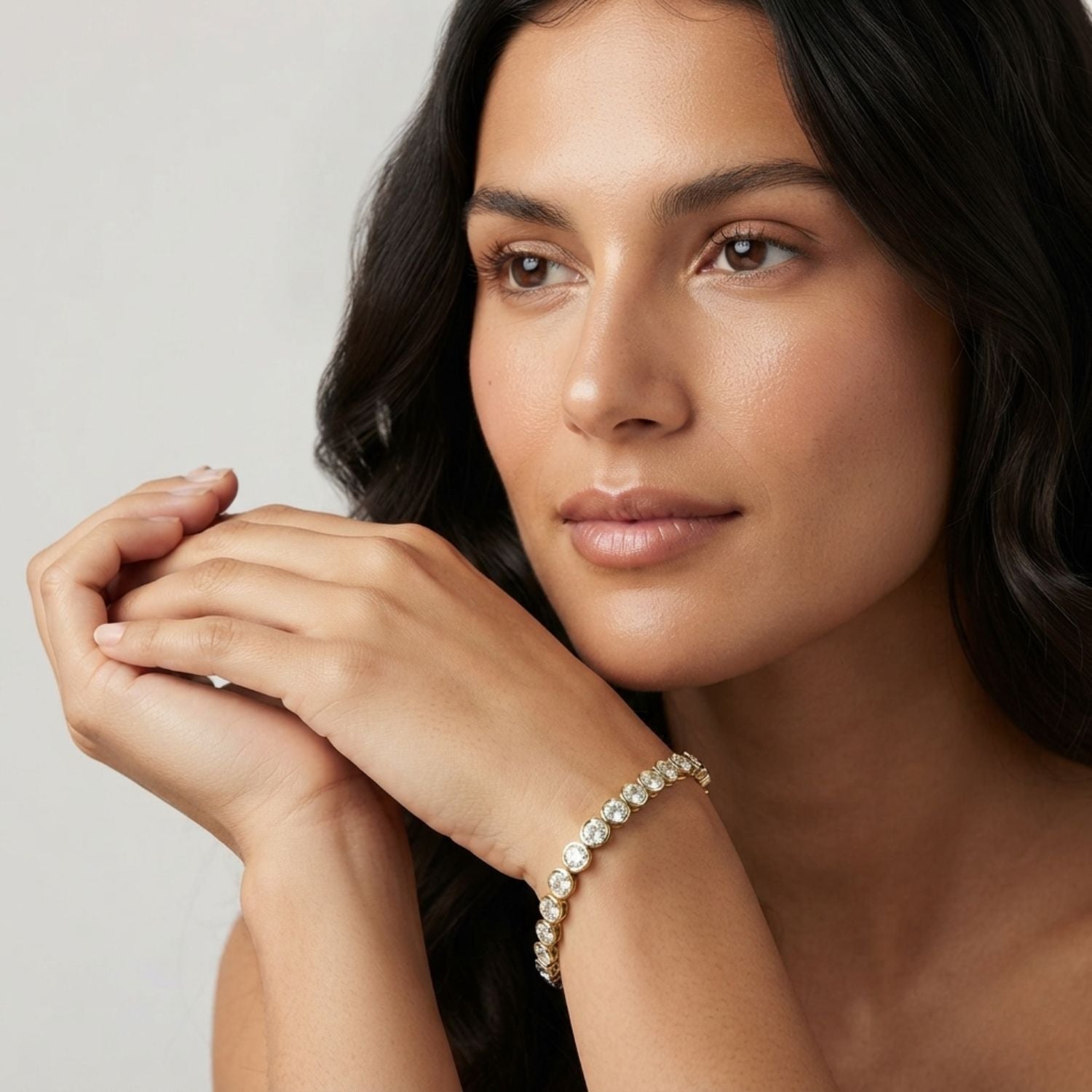 Cushion-Link Diamond Tennis Bracelet – Round Cut | Secure Box Clasp