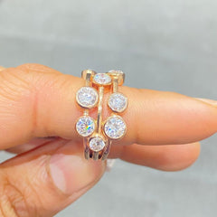 18K Rose Gold Bezel Set Multi Layer Bubble Ring in Lab Grown Diamond