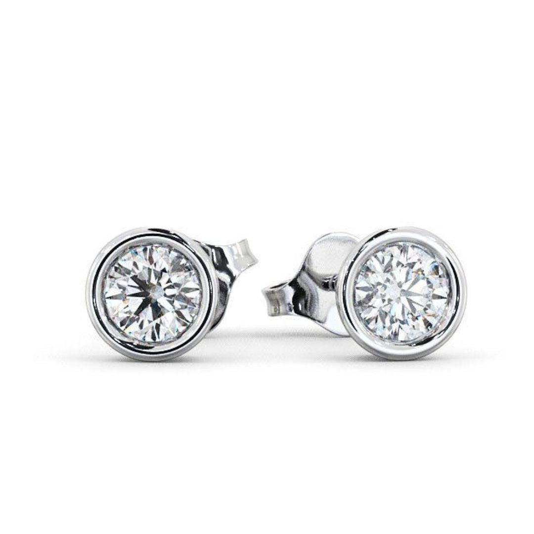 0.30Ct Lab Grown Diamond Bezel Set Solitaire Studs Earrings in White Gold