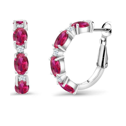 0.16ct Round Shape Ruby Earrings in White Gold