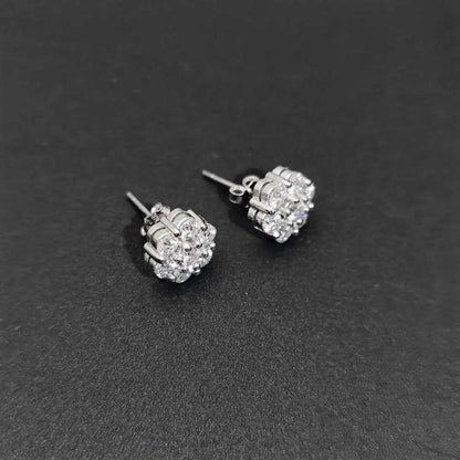 0.50 Lab Diamond Cluster Earrings H/SI White Gold