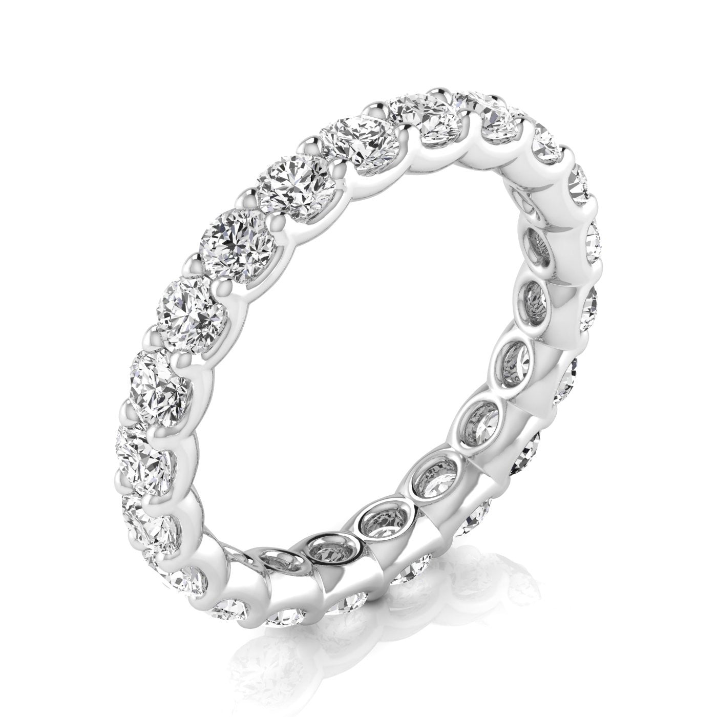 Lab-Grown Round Cut Diamond Four Prong Claw Set Full Eternity Wedding Ring