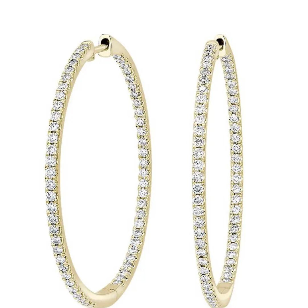 0.25  Lab Diamond Hoop Earrings In Yellow Gold