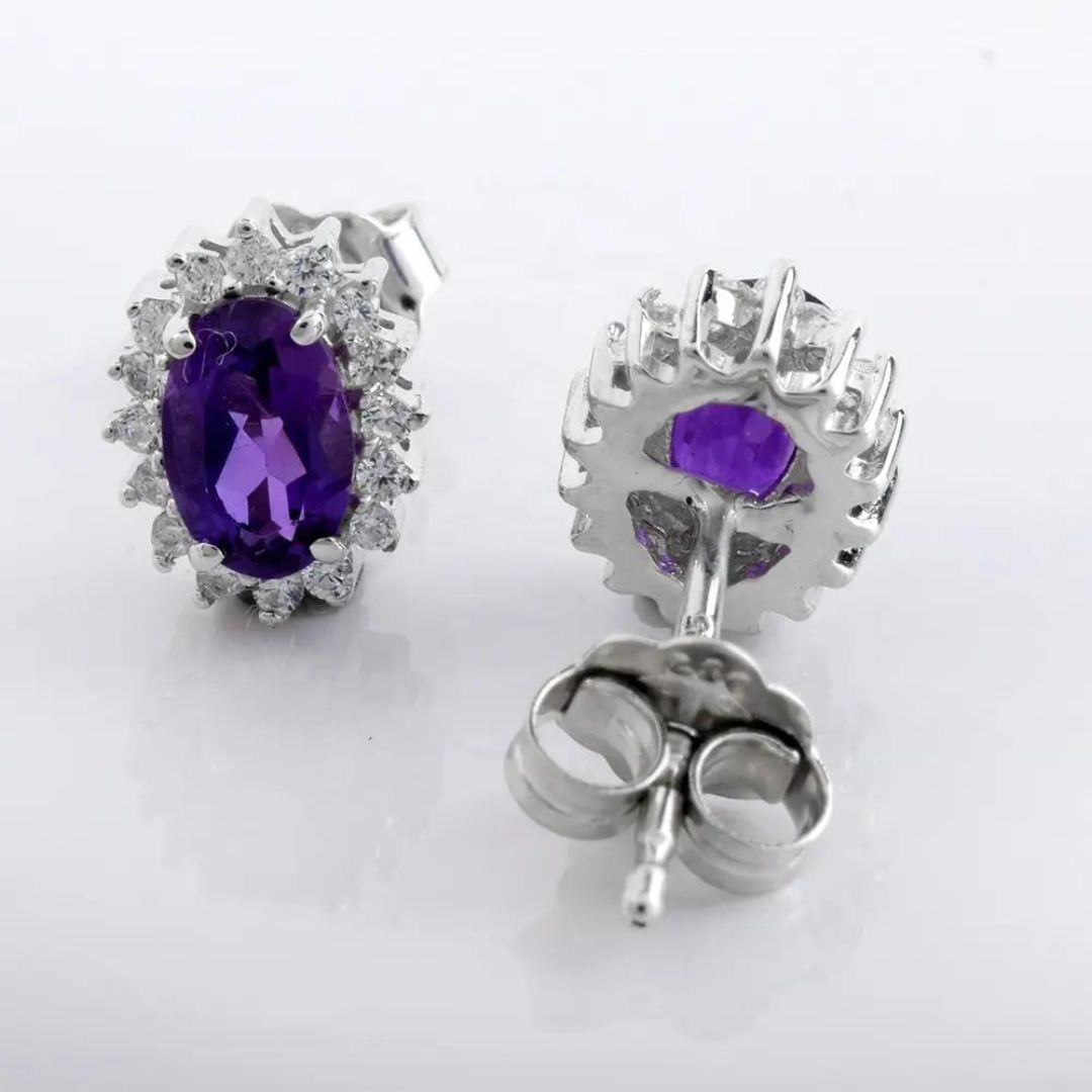 0.50Ct Lab Grown Oval Tanzanite Studs Earring in White Gold