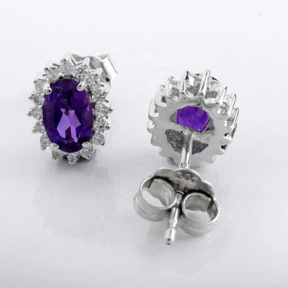 0.50Ct Lab Grown Oval Tanzanite Studs Earring in White Gold