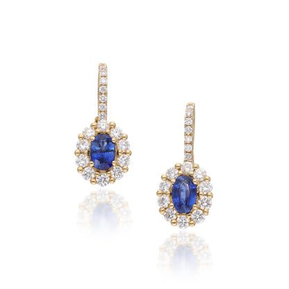 Sapphire Stone Lab Diamond Drop Earrings