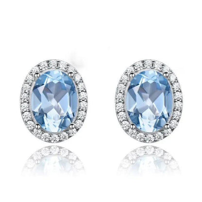 0.12ct Aquamarine Diamond White Gold Earrings