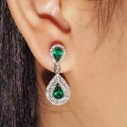 0.18ct Emerald Diamond Earrings In White Gold