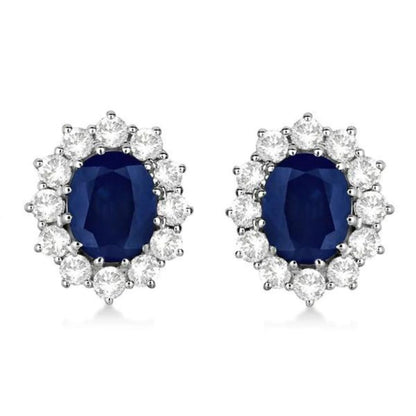 0.50ct Sapphire Diamond Cluster Earrings in White Gold