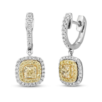 3ct Diamond Halo Earrings 18K Gold