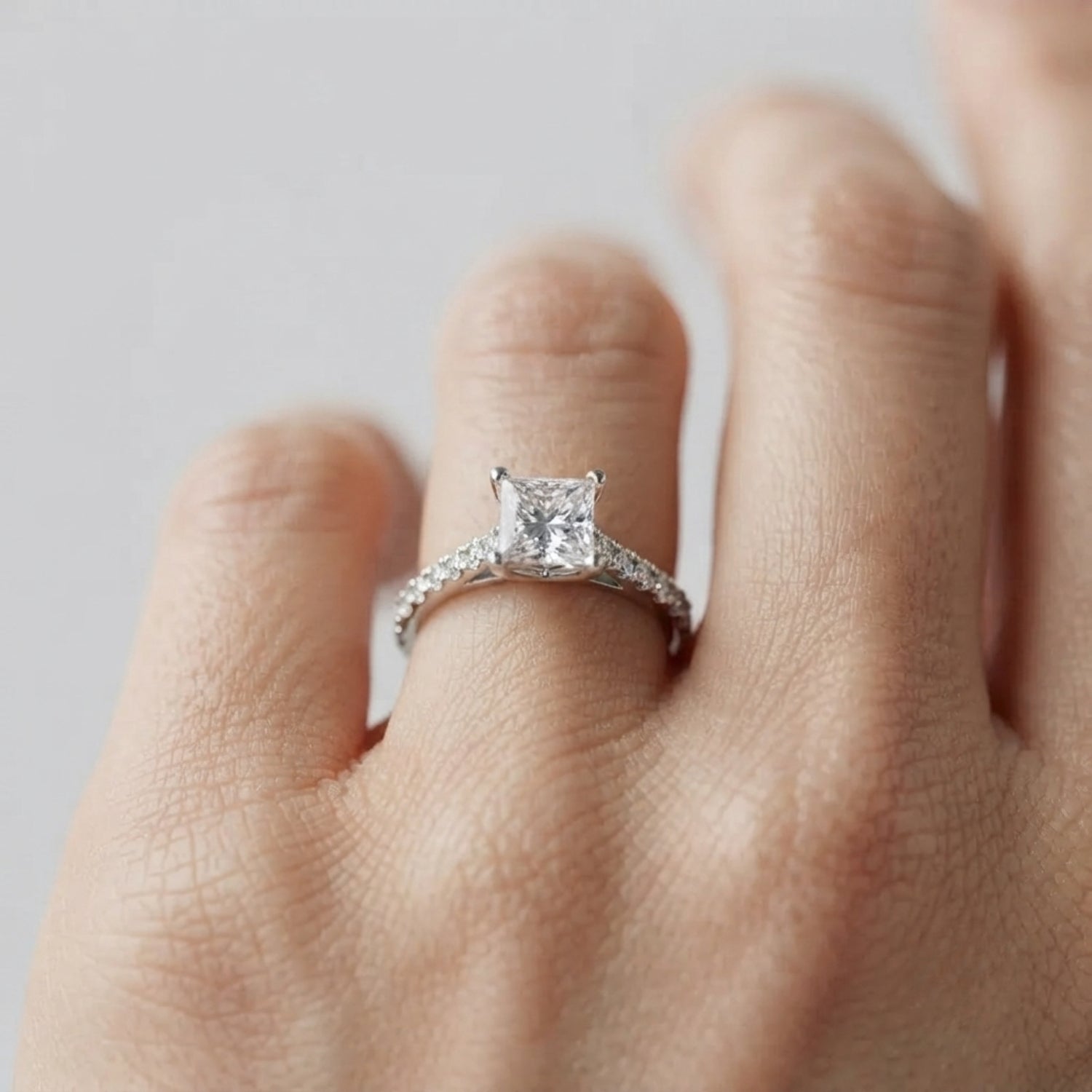 Princess Cut Natural & Lab Grown Diamond Ring Crafted in Gold and Platinum