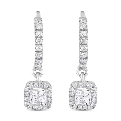 1.29ct Halo Diamond Earrings In 18k White Gold