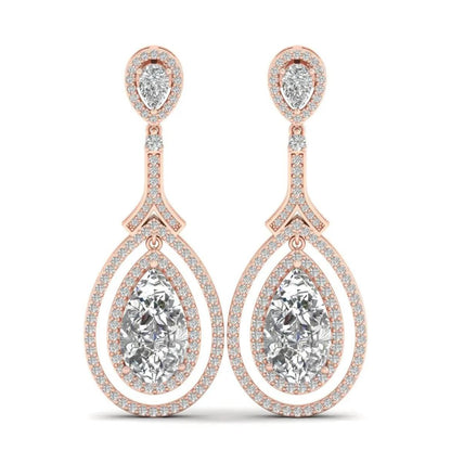 6.66ct Diamond Halo Earrings In 18K Rose Gold