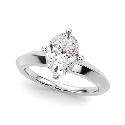 IGI Lab-Grown Oval Diamond 4-Claw Set Solitaire Engagement Ring, VVS Clarity D Color