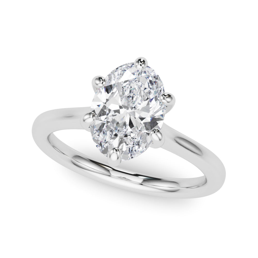 IGI Lab-Grown Oval Diamond 6 Prong Solitaire Engagement Ring, D Color VVS Clarity