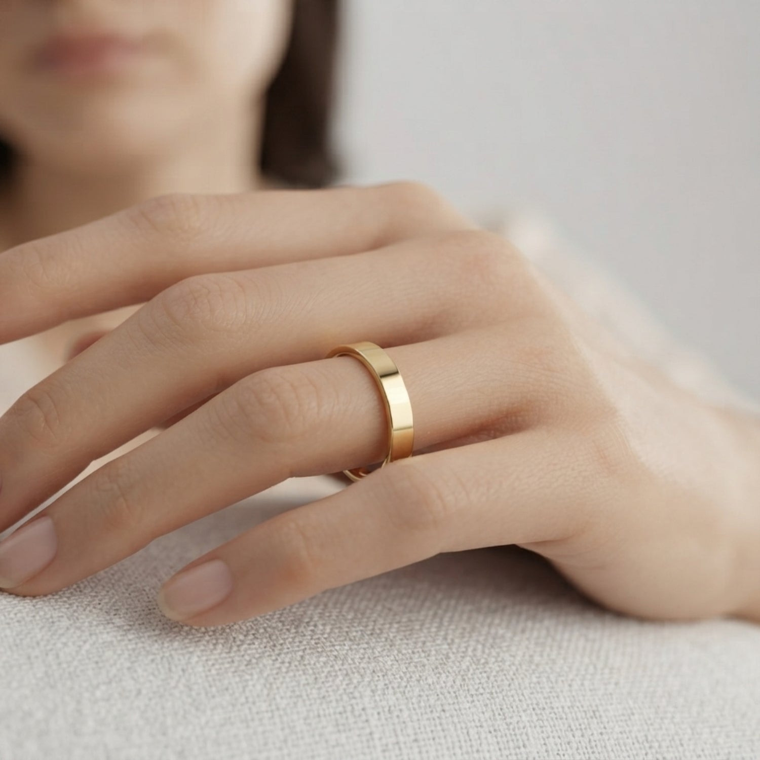 Flat Court Shape Plain Wedding Band for Women | UK Hallmarked Gold & Platinum Ring