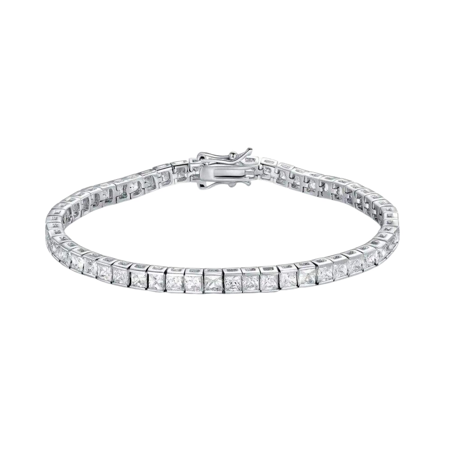 Close Up Princess Cut Diamond Tennis Bracelet, Luxury 8.70 Carat Diamond Bracelet in Platinum