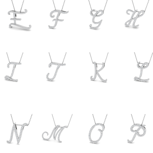 Diamond Script Initial  Pendant Necklace