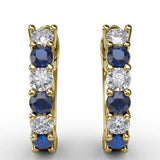 0.78Ct Lab Grown Diamond Sapphire Huggie Earrings in Yellow Gold