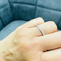 Lab Created Princess Cut Channel Set Diamond Full Eternity Wedding Band in Platinum