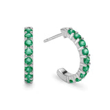 0.35Ct Emerald Studs Half Huggie Hoop White Gold Earring