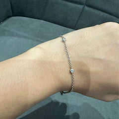 Round Bezel Set Lab Grown Diamond Chain Bracelet in 925 Sterling Silver