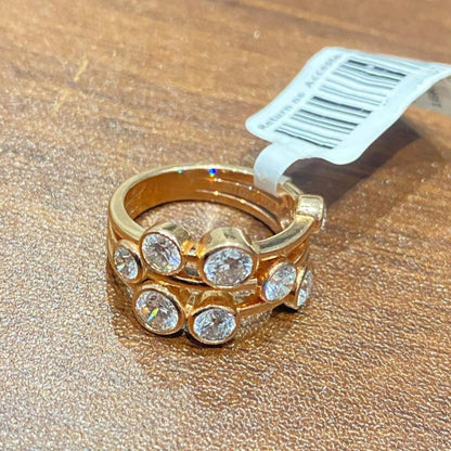 18K Rose Gold Bezel Set Multi Layer Bubble Ring in Lab Grown Diamond