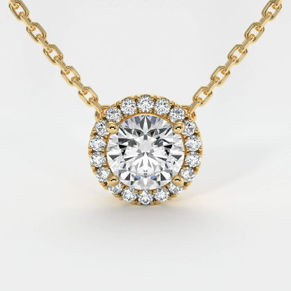 0.70ct Lab Diamond Halo Necklace in Gold