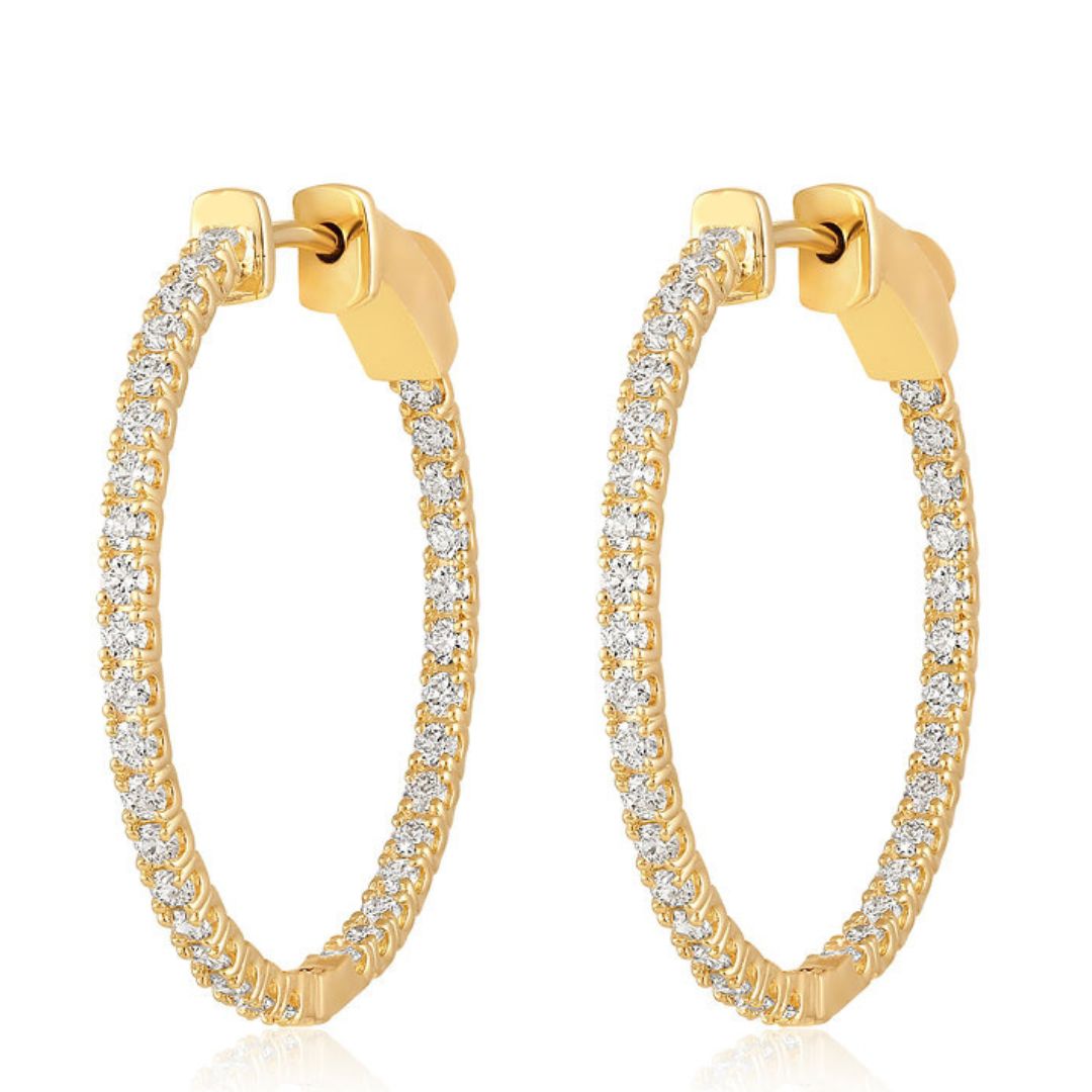 5.00Ct Lab Grown Diamond Huggie Hoop Earring in Yellow Gold
