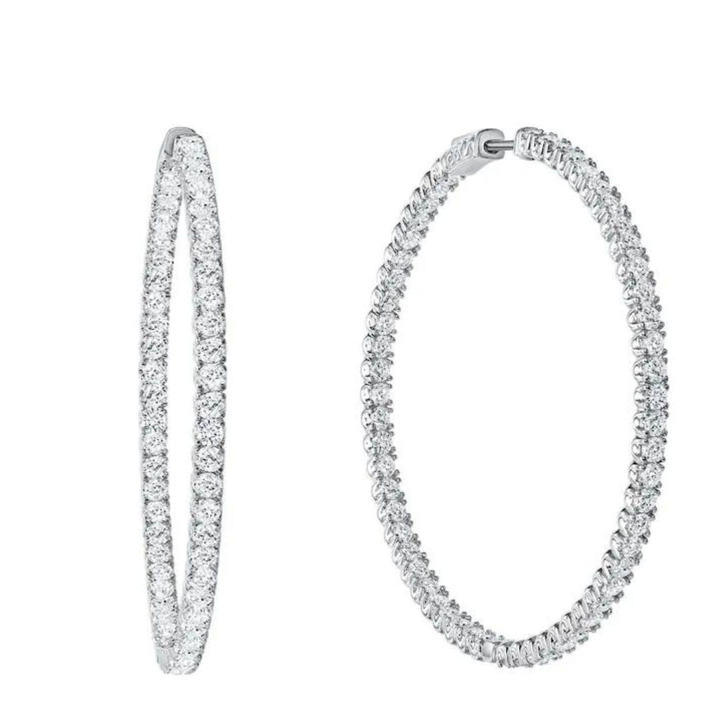 Hoop Earrings 1.00 Carat Round Lab Grown Diamond Sparkle